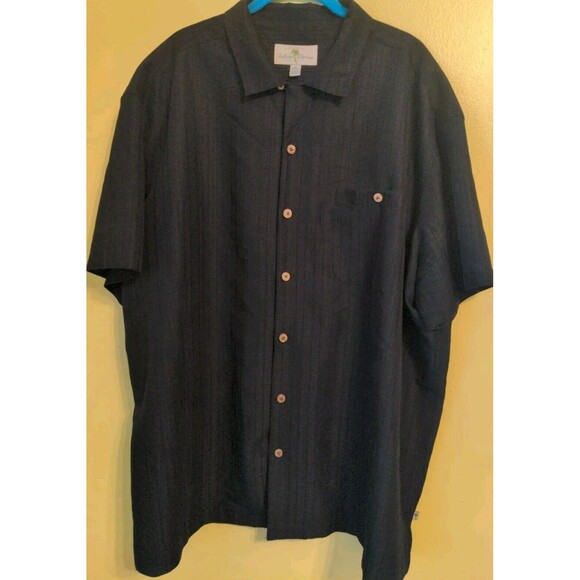 Island Shores Other - Island Shores Hawaiian Shirt Men's Black Rayon Camp Vacation Beach Casual Sz 2XL